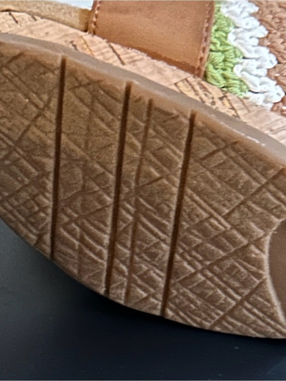 BareTraps Crochet Stripe Wedge Slide - Tan & Green - Picture 5 of 5